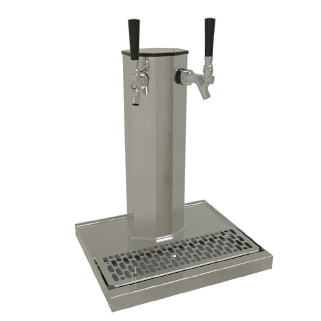 Glastender CT-2-MF Column Draft Dispensing Tower Countertop (2) Stainless Steel Faucets (handles Not Included)