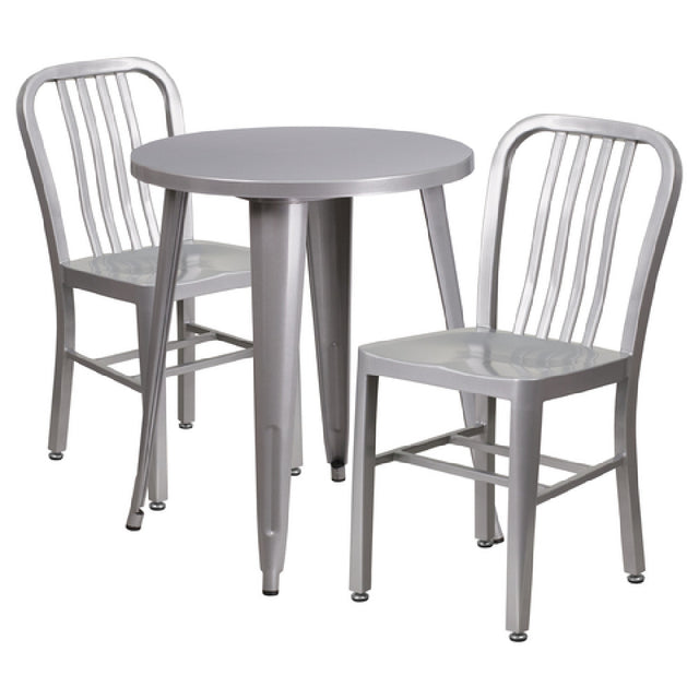 Flash Furniture CH-51080TH-2-18VRT-SIL-GG Table And Chair Set Includes (1) 24" Dia. X 29"H Table