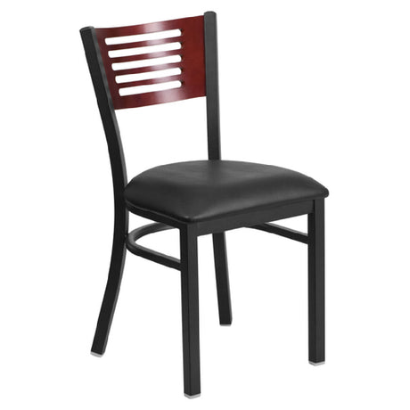 Flash Furniture XU-DG-6G5B-MAH-BLKV-GG Hercules Series Restaurant Chair Slotted Mahogany Finish Plywood Back