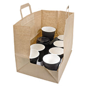 PacknWood 210CABTRBR - Grab & Go Carrier Bag, 12.6"L X 7.9"W X 9.8"H, Kraft Paper