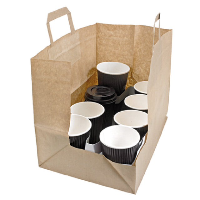 PacknWood 210CABTRBR - Grab & Go Carrier Bag, 12.6"L X 7.9"W X 9.8"H, Kraft Paper