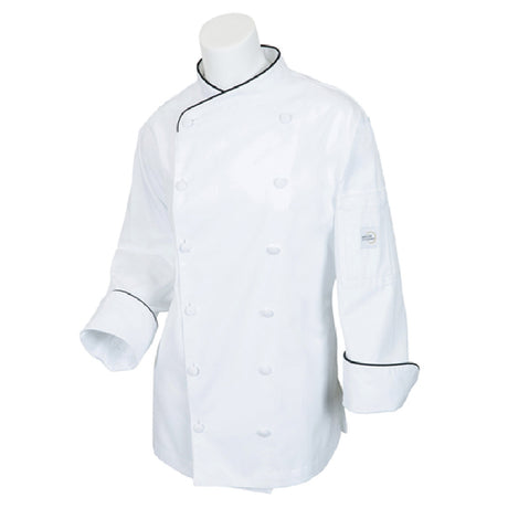 Mercer Culinary M62050WB1X Renaissance Women's Jacket Scoop Neck (12) Cloth Covered Buttons