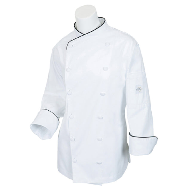 Mercer Culinary M62050WBL Renaissance Women's Jacket Scoop Neck (12) Cloth Covered Buttons