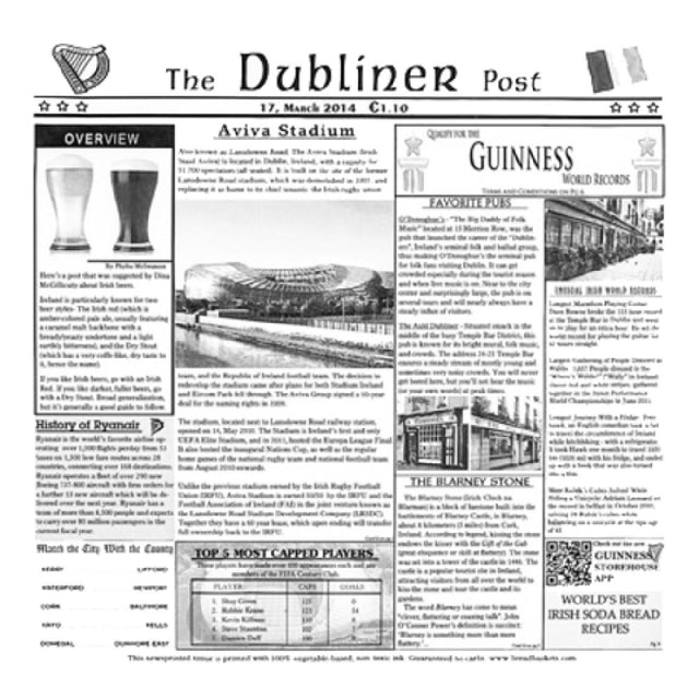 GET Enterprises 4-TD1900 Clipper Mill Food-Safe Dublin Newsprint Liner 12" X 12" Paper