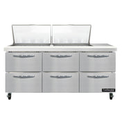 Continental Refrigerator SW72N24M-D Mighty Top Sandwich Unit 72"W 20.6 Cu Ft Capacity