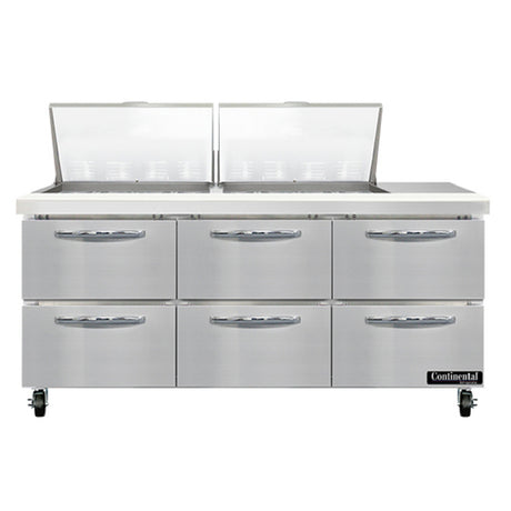 Continental Refrigerator SW72N24M-D Mighty Top Sandwich Unit 72"W 20.6 Cu Ft Capacity