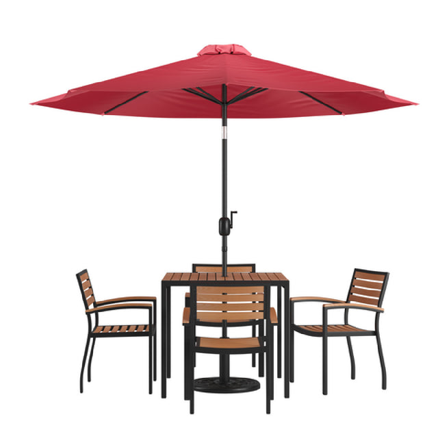 Flash Furniture XU-DG-810060064-UB19BRD-GG Patio Dining Table Set Includes (1) 35"W Square Table