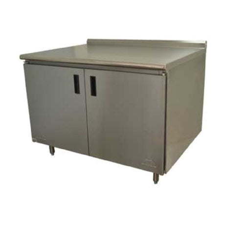 Advance Tabco HF-SS-304M Work Table 48"W X 30"D Cabinet Base With Mid-shelf & Hinged Doors