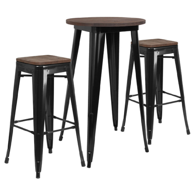 Flash Furniture CH-WD-TBCH-23-GG Table And Chair Set (1) 24" Round Table (2) Backless Stools