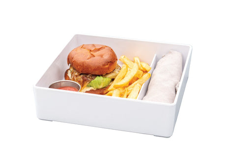 Cal Mil 22309-15 Bento Box 10"L X 10"W X 2-3/4"H Square (2) Compartments