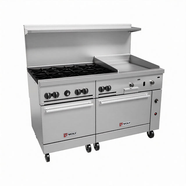 Wolf C60RS-24GT6B_NAT 60 Inch Gas Restaurant Range 