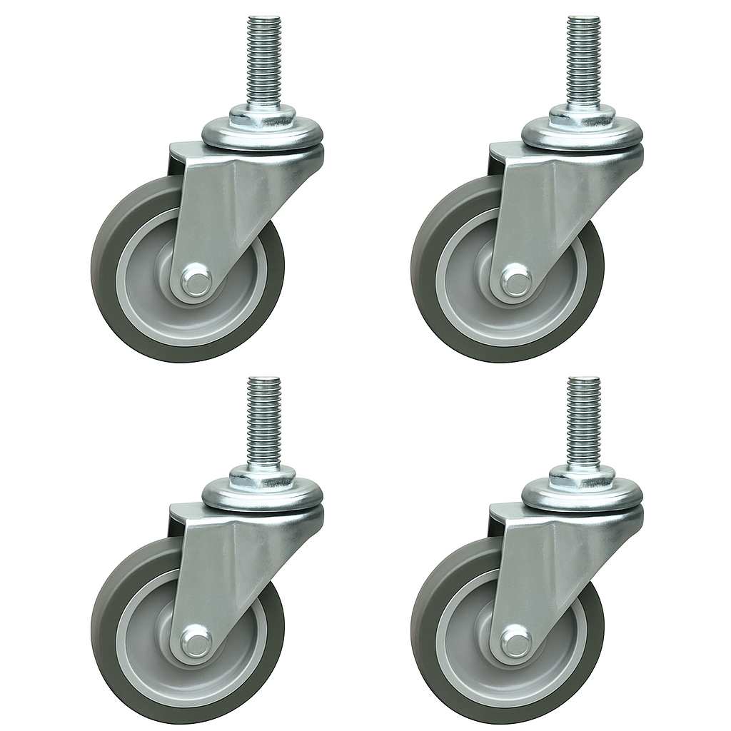 Quantum CTH-MOB Crusader Thin Container Mobile Kit 250 Lb. Load Capacity Set Of 4 Swivel 3" X 1" Thermoplastic Rubber Casters And 2 Connectors