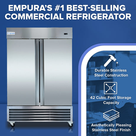 Empura Refrigeration E-KB54R Reach-In Refrigerator 53.9"W X 32.7"D X 82.3"H 41.6 Cu. Ft. Capacity