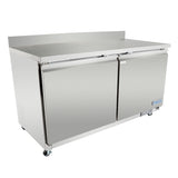 Empura Refrigeration E-KUC60W Undercounter Reach-In Refrigerator Work Top 2 Swing Solid Doors