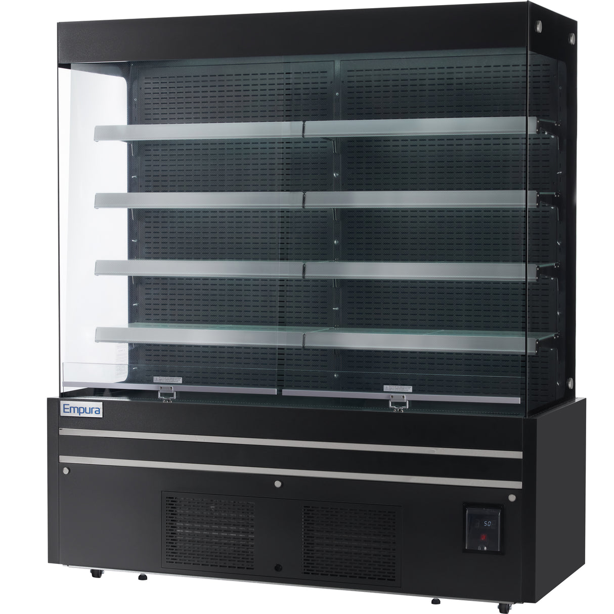 Empura Refrigeration E-VOAR-72B Vertical Open Air Merchandiser 72"W X 28.4"D X 79.9"H 40.9 Cu. Ft. Capacity