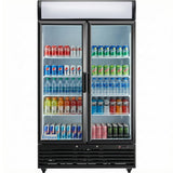Empura 44" Black Swing Glass 2 Door Merchandiser Refrigerator with ClearKeeper™ Glass, 35 Cu. Ft., LED Lighting, 8 Adjustable Shelves