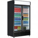 Empura 44" Black Swing Glass 2 Door Merchandiser Refrigerator with ClearKeeper™ Glass, 35 Cu. Ft., LED Lighting, 8 Adjustable Shelves