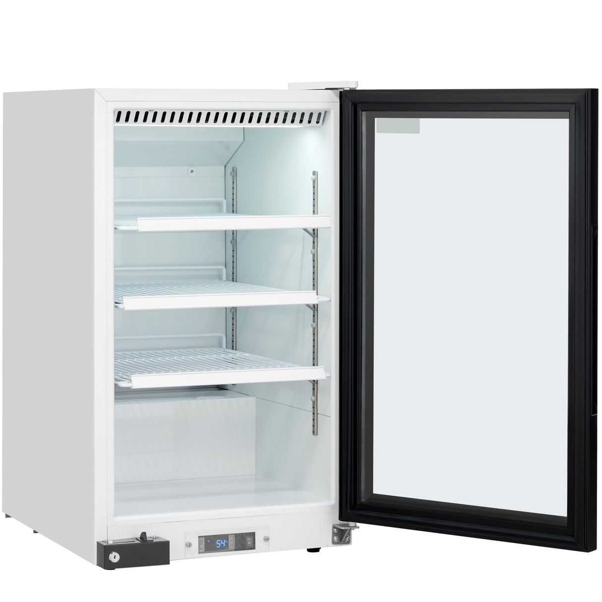 Empura 26" White Swing Glass Door Countertop Merchandiser Refrigerator with ClearKeeper™ Glass, 7 Cu. Ft., LED Lighting, Automatic Defrost