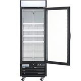Empura 27" Black Swing Glass Door Merchandiser Freezer with ClearKeeper™ Glass, 19.2 Cu. Ft., LED Lighting, 4 Adjustable Shelves