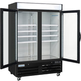 Empura 54" Black Swing Glass 2 Door Merchandiser Freezer with ClearKeeper™ Glass, 43.8 Cu. Ft., LED Lighting, 8 Adjustable Shelves
