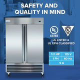 Empura Refrigeration E-KB54F Reach-In Freezer 53.9"W X 32.7"D X 82.3"H 41.6 Cu. Ft. Capacity