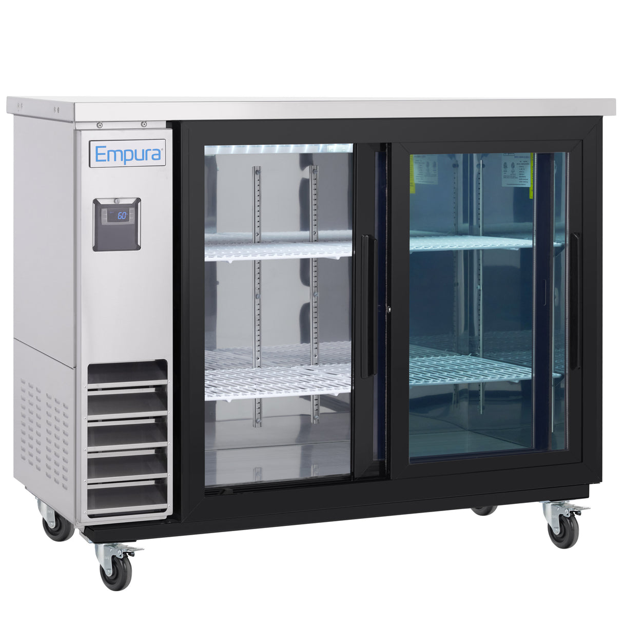 Empura Refrigeration E-KBB48-2G-24SD-S Back Bar Cooler 49.1"W X 24.4"D X 41.7"H 12.5 Cu. Ft. Capacity