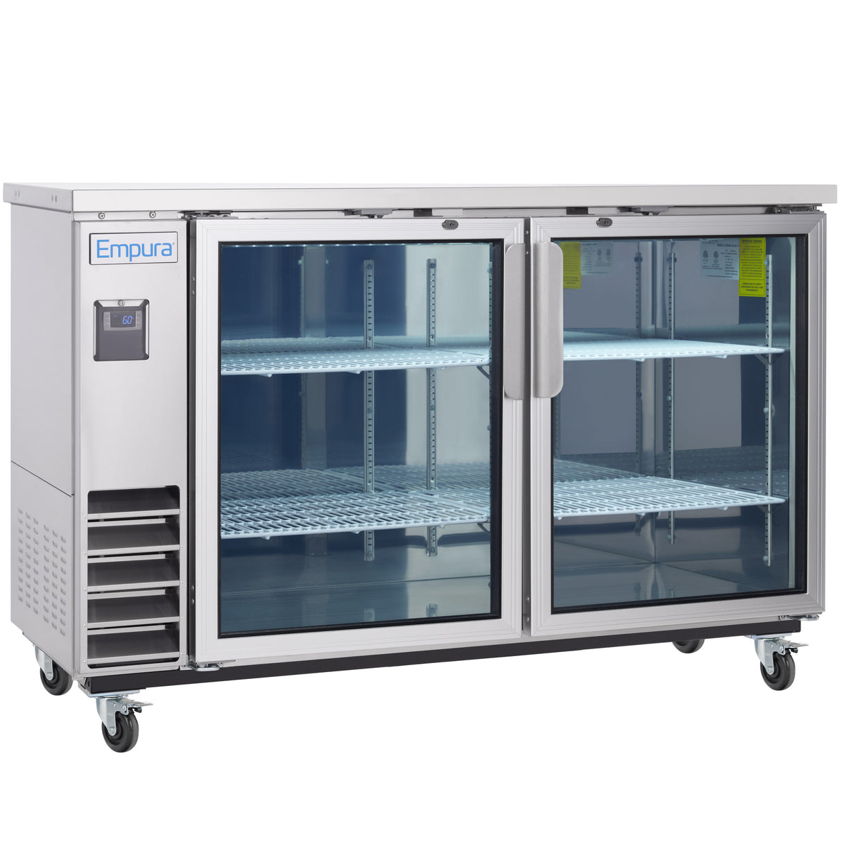 Empura Refrigeration E-KBB60-2G-24-S Back Bar Cooler 61.1"W X 24.4"D X 41.7"H 16.6 Cu. Ft. Capacity