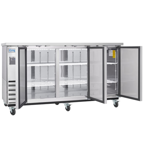 Empura Refrigeration E-KBB70-3-24-S Back Bar Cooler 3 Swing Solid Doors 73"W X 24 7/16"D X 41 3/4"H