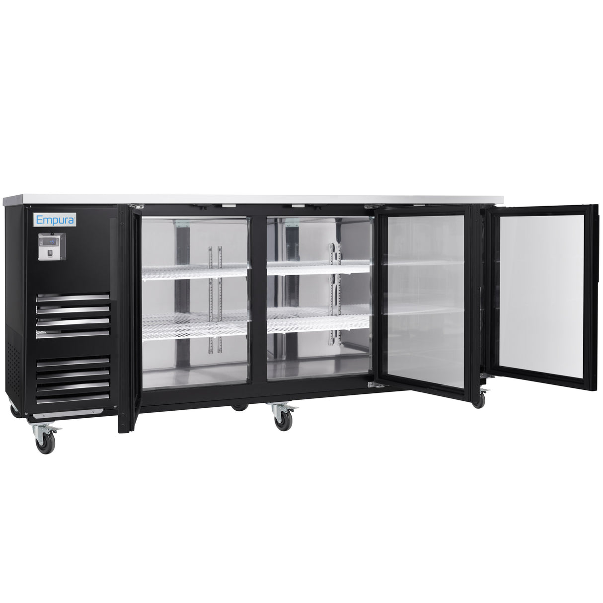 Empura Refrigeration E-KBB903BG Back Bar Cooler 90.4"W X 27.6"D X 42.5"H 29 Cu. Ft. Capacity