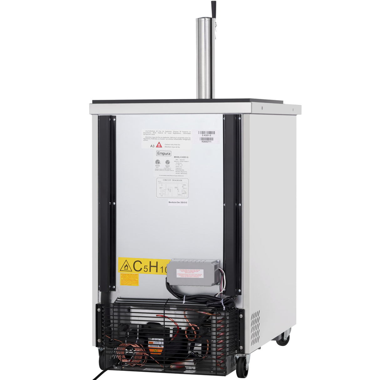 Empura Refrigeration E-KDD1-S Direct Draw Beer Dispenser 24.1"W X 29.9"D X 38.7"H 8.1 Cu. Ft. Capacity