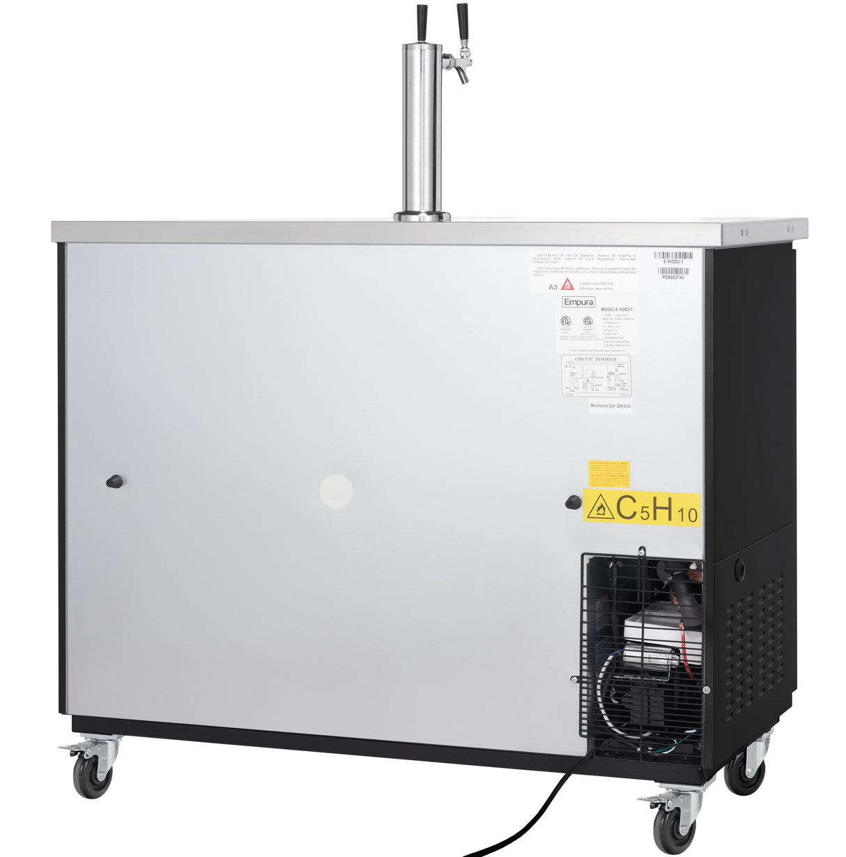 Empura Refrigeration E-KDD2-1 Direct Draw Beer Dispenser 49.1"W X 24.41"D X 41.9"H 12.5 Cu. Ft. Capacity