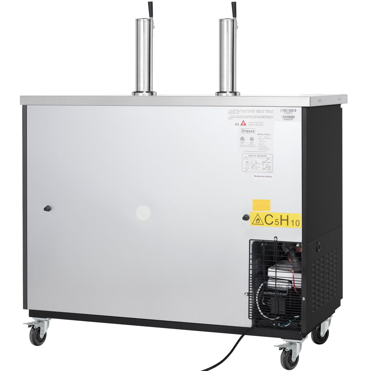 Empura Refrigeration E-KDD2-2 Direct Draw Beer Dispenser 49.1"W X 24.41"D X 41.9"H 12.5 Cu. Ft. Capacity