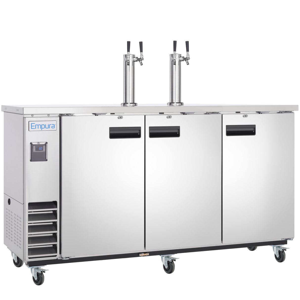 Empura Refrigeration E-KDD4-2-S Direct Draw Beer Dispenser 73.1"W X 24.41"D X 41.9"H 20.8 Cu. Ft. Capacity