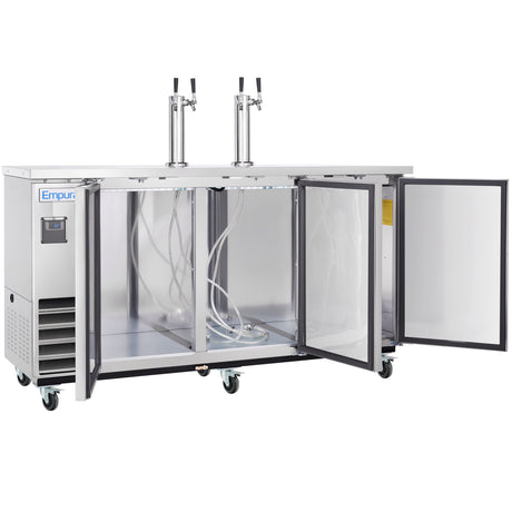 Empura Refrigeration E-KDD4-2-S Direct Draw Beer Dispenser 73.1"W X 24.41"D X 41.9"H 20.8 Cu. Ft. Capacity