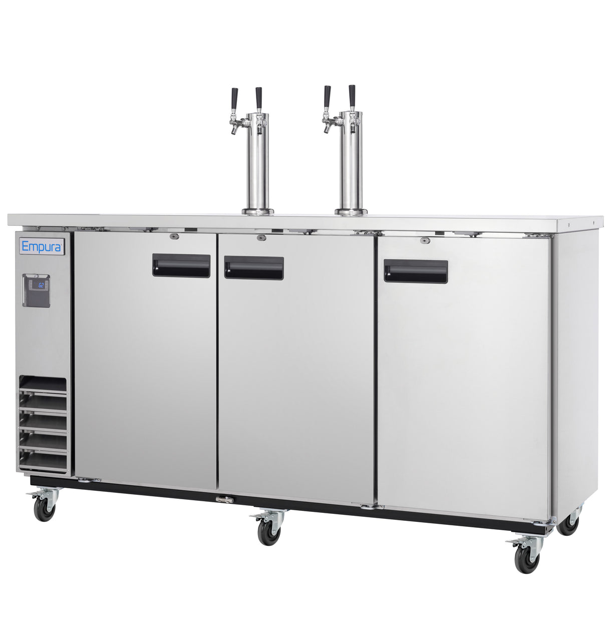 Empura Refrigeration E-KDD4-2-S Direct Draw Beer Dispenser 73.1"W X 24.41"D X 41.9"H 20.8 Cu. Ft. Capacity