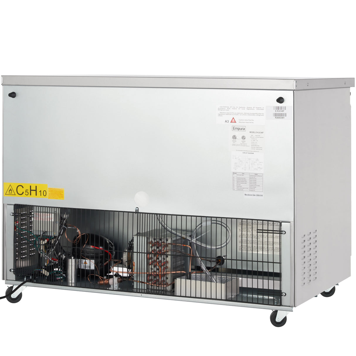 Empura Refrigeration E-KUC48F Undercounter Reach-In Freezer 48.2"W X 29.9"D X 35.5"H 10.1 Cu. Ft. Capacity