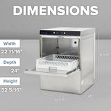 Hobart CUH-1 Centerline Dishwasher Undercounter 22 11/16"W X 24"D X 32 5/16"H