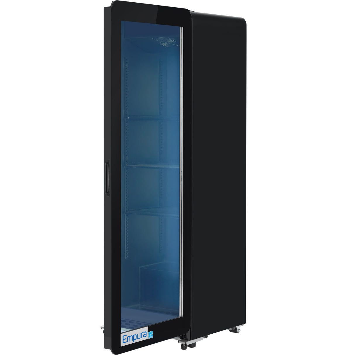 Empura 21" Black Swing Glass Door Merchandiser Refrigerator with ClearKeeper™ Glass, 7.2 Cu. Ft., LED Lighting, Self-Closing Door