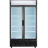 Empura 44" Black Swing Glass 2 Door Merchandiser Refrigerator with ClearKeeper™ Glass, 35 Cu. Ft., LED Lighting, 8 Adjustable Shelves