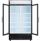 Empura 44" Black Swing Glass 2 Door Merchandiser Refrigerator with ClearKeeper™ Glass, 35 Cu. Ft., LED Lighting, 8 Adjustable Shelves