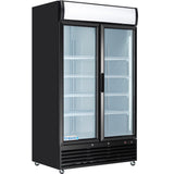 Empura 44" Black Swing Glass 2 Door Merchandiser Refrigerator with ClearKeeper™ Glass, 35 Cu. Ft., LED Lighting, 8 Adjustable Shelves