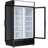 Empura 44" Black Swing Glass 2 Door Merchandiser Refrigerator with ClearKeeper™ Glass, 35 Cu. Ft., LED Lighting, 8 Adjustable Shelves