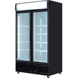 Empura 44" Black Swing Glass 2 Door Merchandiser Refrigerator with ClearKeeper™ Glass, 35 Cu. Ft., LED Lighting, 8 Adjustable Shelves