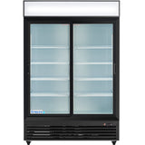 Empura 52" Black Sliding Glass 2 Door Merchandiser Refrigerator with ClearKeeper™ Glass, 48 Cu. Ft., LED Lighting, 8 Adjustable Shelves