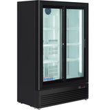 Empura 35" Black Sliding Glass 2 Door Merchandiser Refrigerator with ClearKeeper™ Glass, 10 Cu. Ft., LED Lighting, Self-Closing Doors