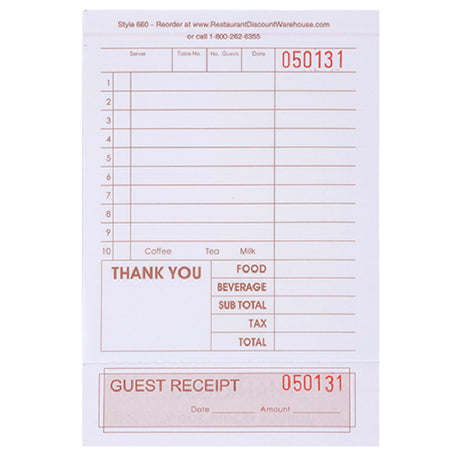 KNG 3139LSE Kng 2 Part Guest Checks
