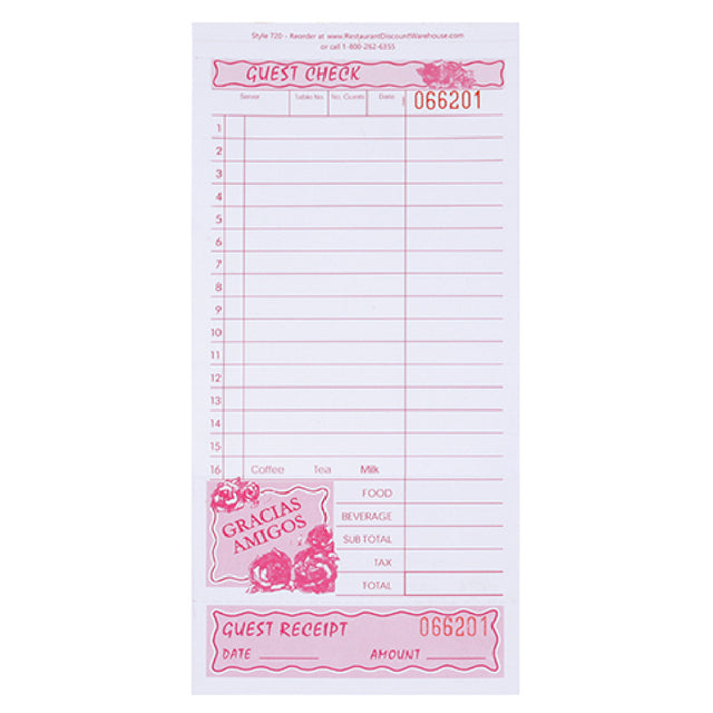 KNG 3144PAD Kng 2 Part Guest Check Mexican