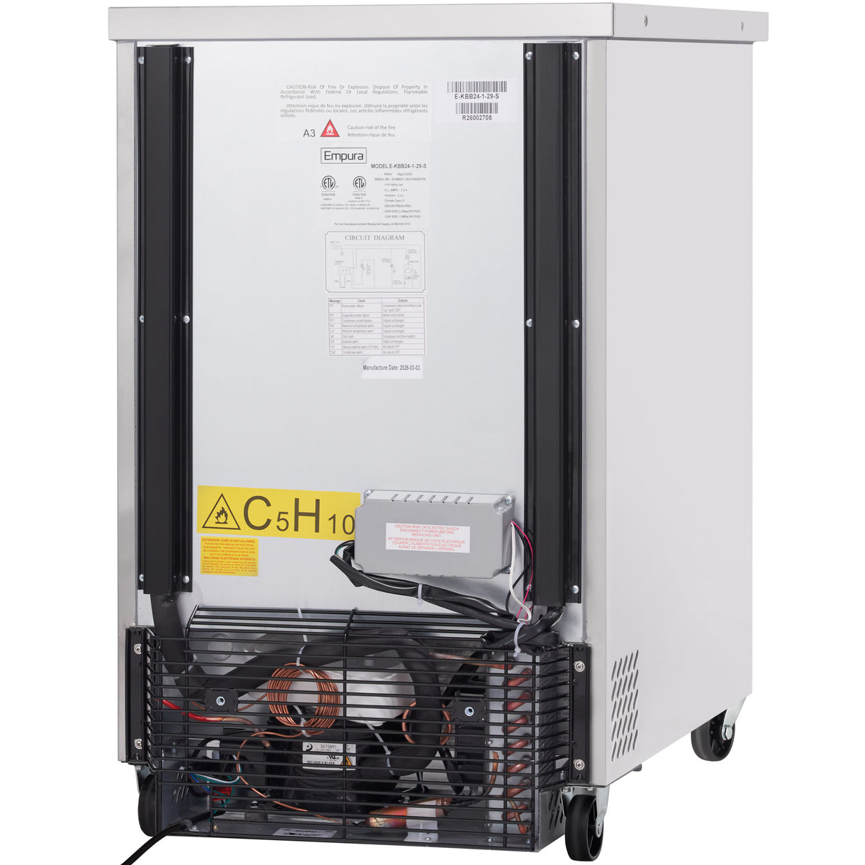 Empura Refrigeration E-KBB24-1-29-S Back Bar Cooler 1 Swing Solid Door 24.1"W X 31.89"D X 38.7"H