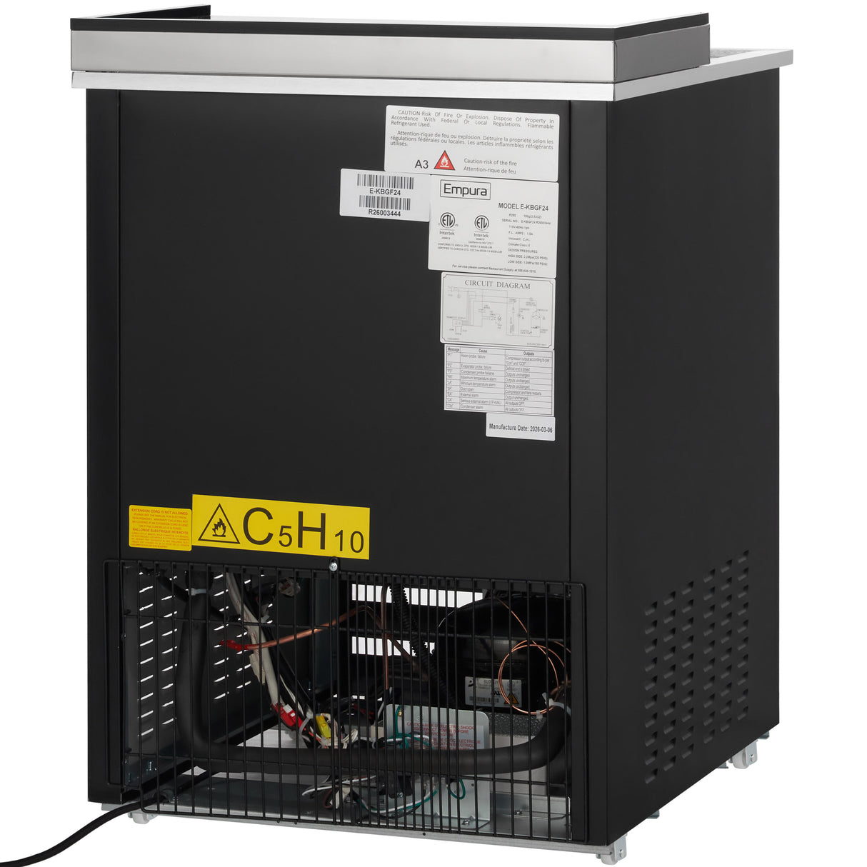 Empura Refrigeration E-KBGF24 Glass Froster 24"W X 27 1/16"D X 34 7/8"H 2 Shelves And Bottom Rack Standard