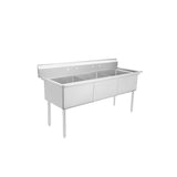 Atosa SS2424F31N Three Compartment Sink 77"W X 29-1/2"D X 43-3/4"H 24" X 24" X 14" Bowl Dimensions